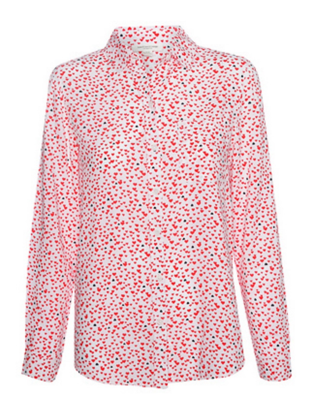 BeachLunchLounge Top Women’s Heart Pattern Button-Up Long Sleeve Size Large New